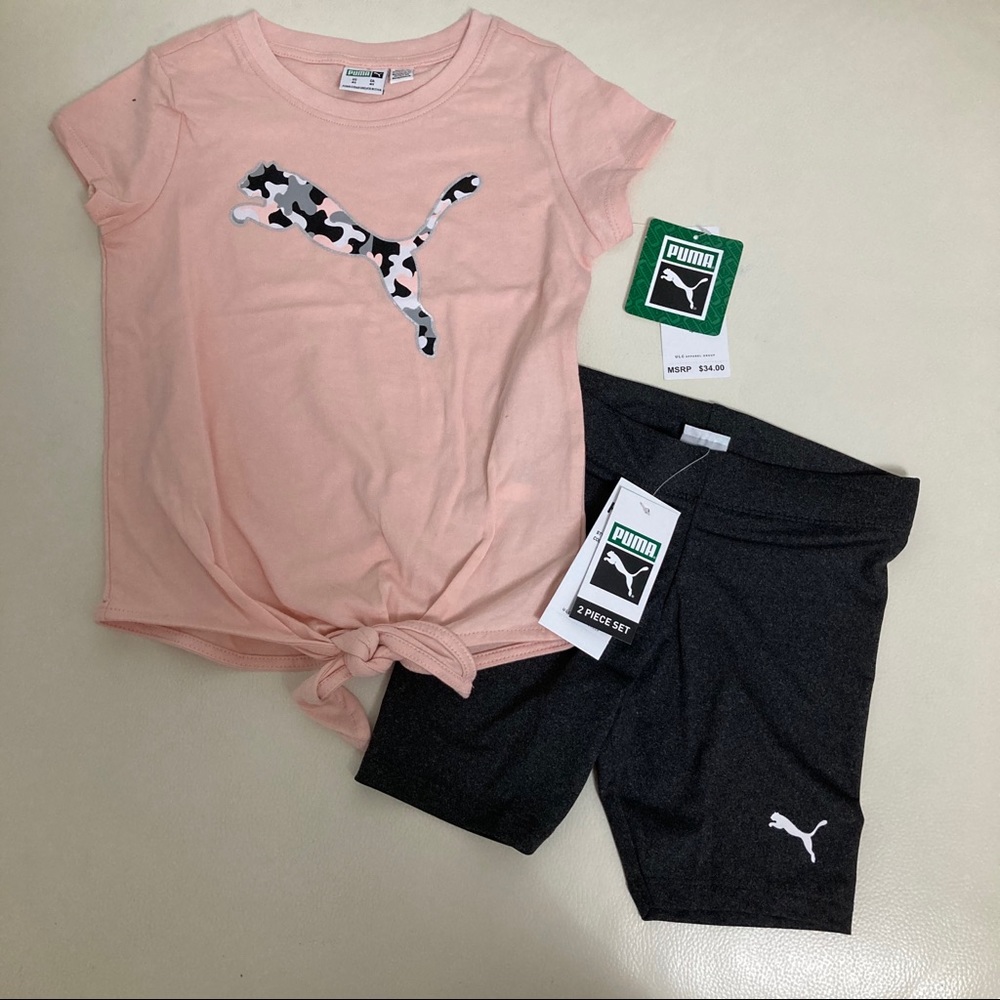 Puma girls 2-piece bike shorts set outfit - Picture 4 of 4